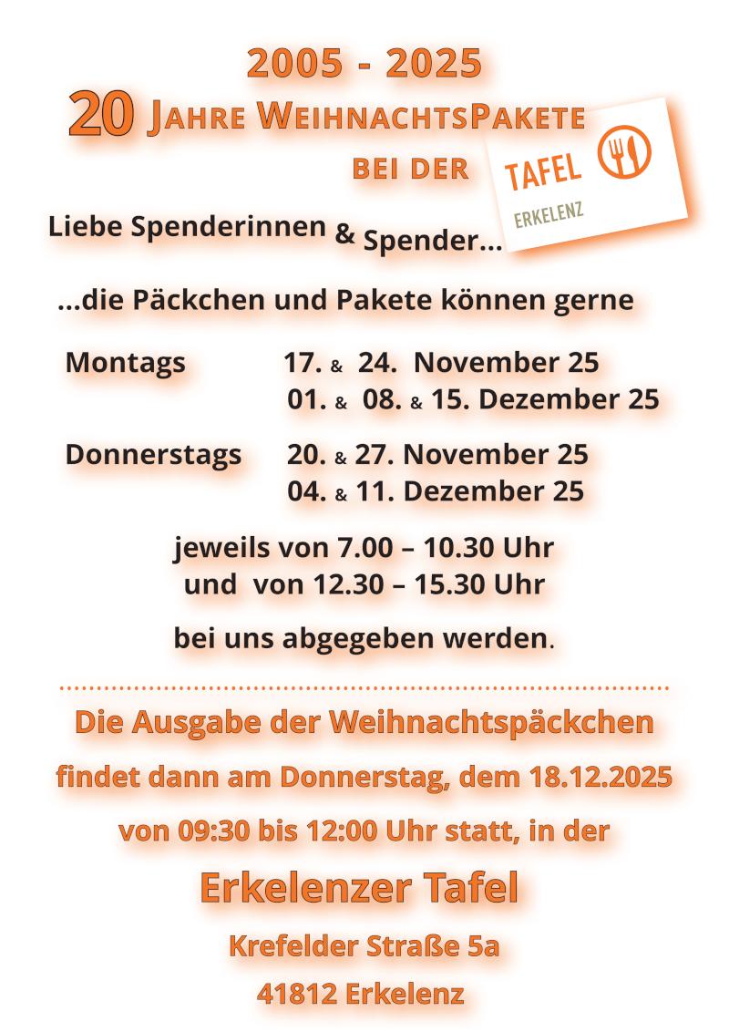 Weihnachtspaketaktion der Erkelenzer Tafel